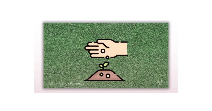 Karmic seeds illustration: Hand planting seeds showing how karma grows into future experiences