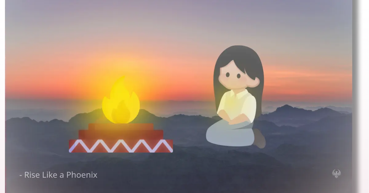 Sacred fire mirroring the inner flame of transformation, symbolizing that rituals work only when aligned with inner change