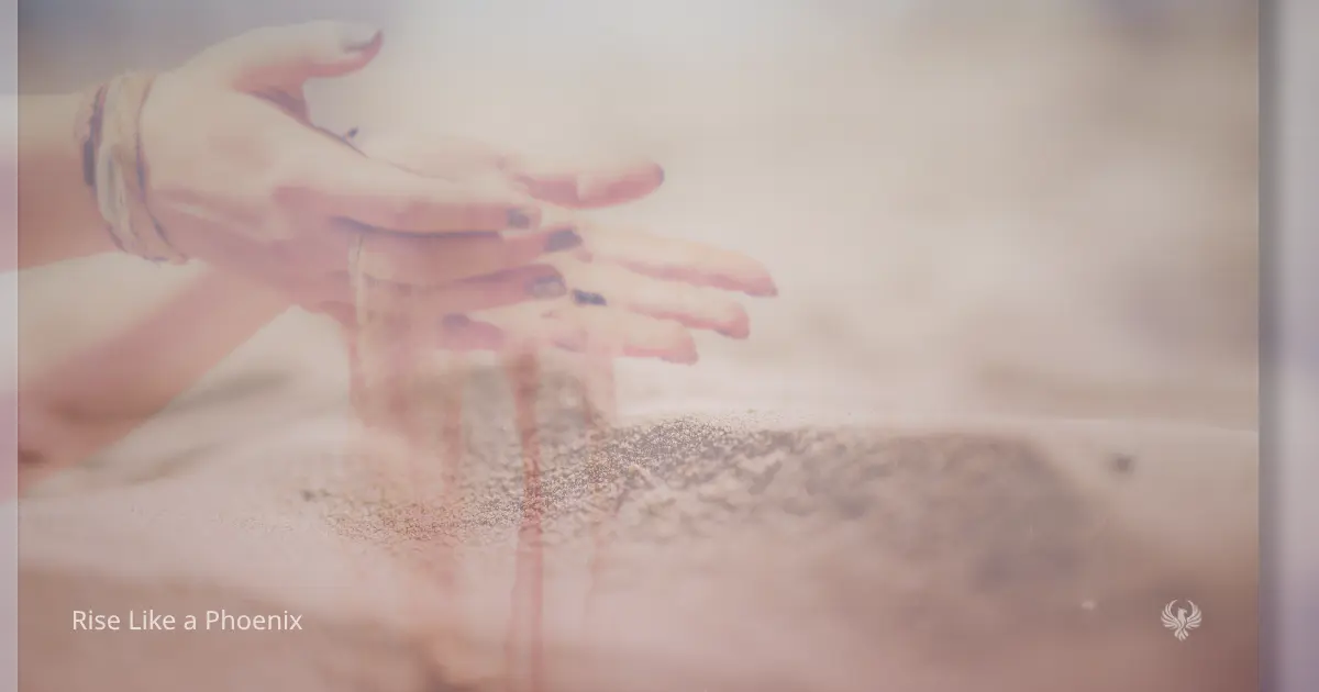Hands gently releasing sand through open fingers, symbolizing the wisdom of letting go when effort no longer aligns