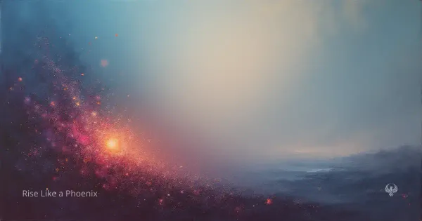 Soft cosmic burst dissolving into expansive light, symbolizing spontaneous and cultivated kundalini awakening.